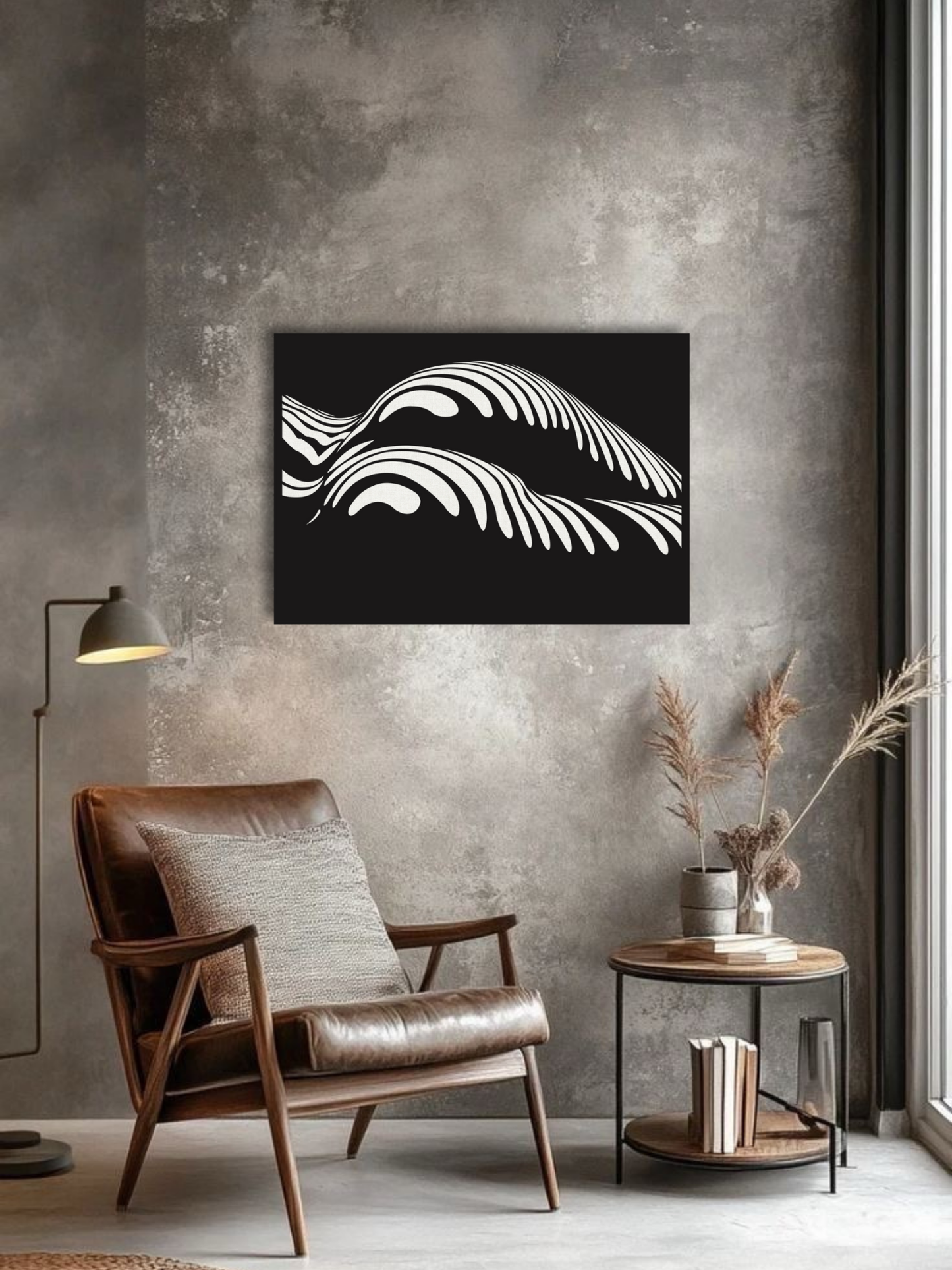 “Flowing Waves” Op Art Abstract Wall Art