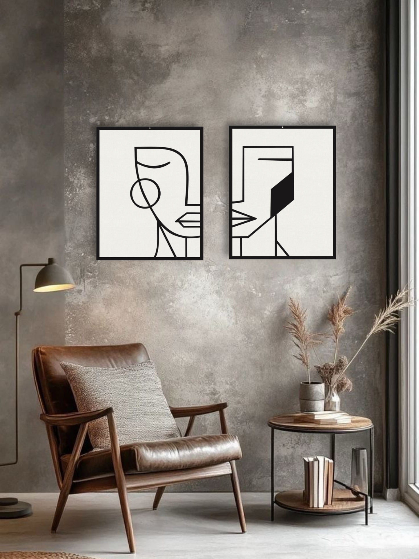“Muted Faces” Minimal Abstract Wall Art (Set of 2)