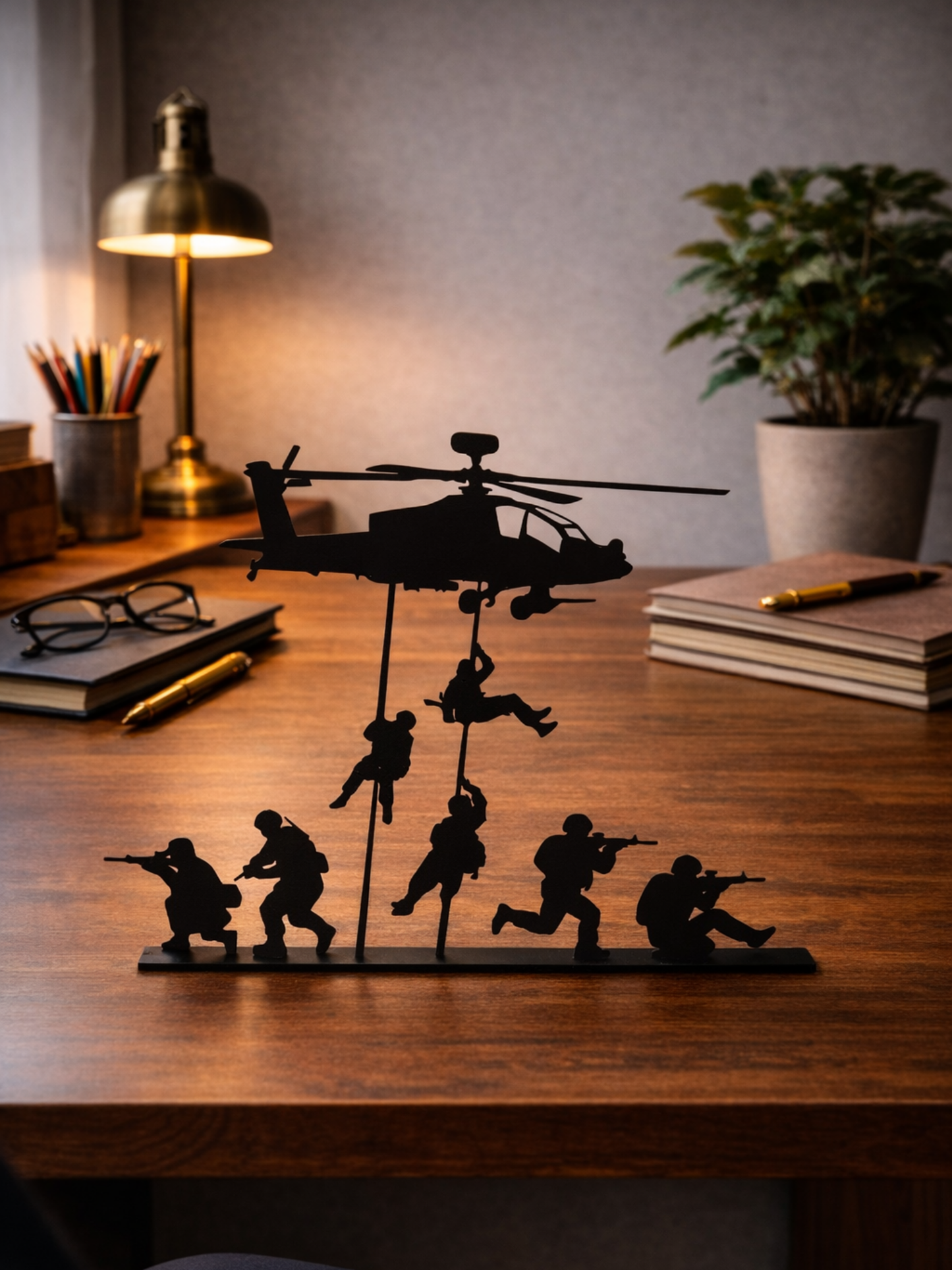 “Operation Shadow” Military Silhouette Desk Sculpture Decor