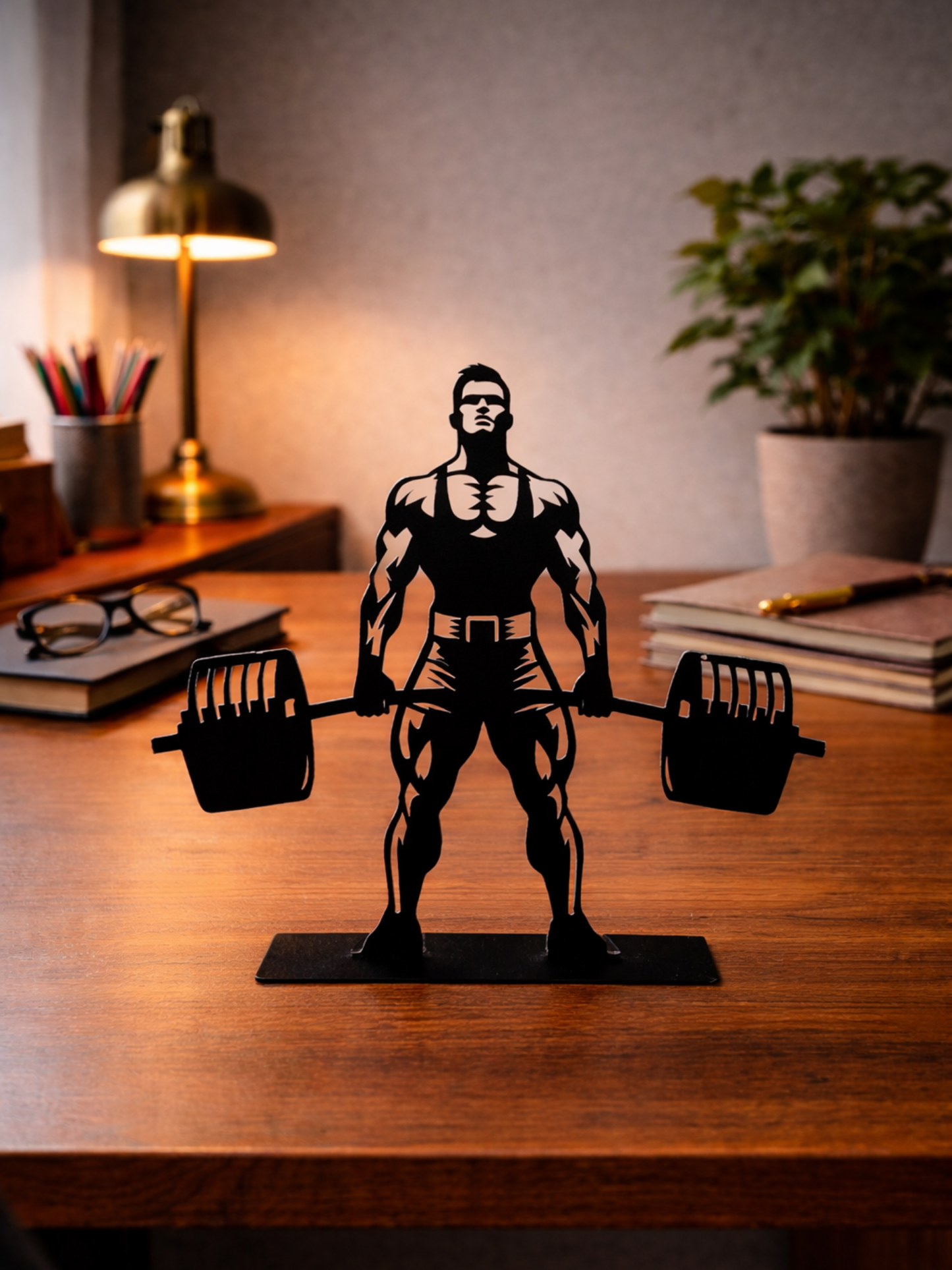 “The Deadlift” Powerlifting Silhouette Gym Style Desk Sculpture Decor