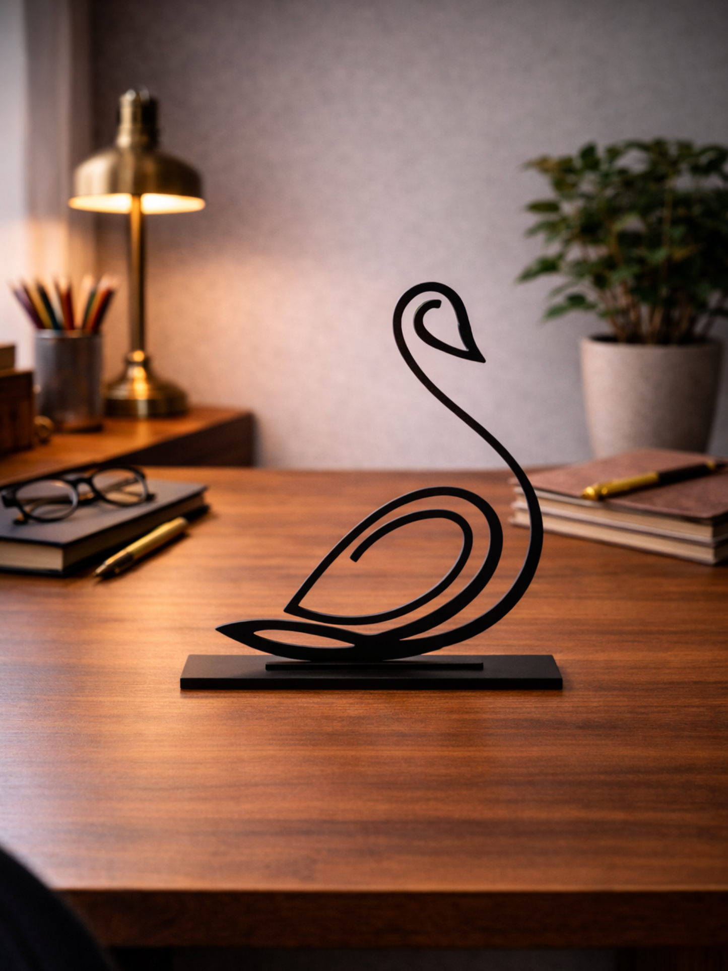 “BLACKSWAN” Elegant Swan Sculpture Metal Art Decor
