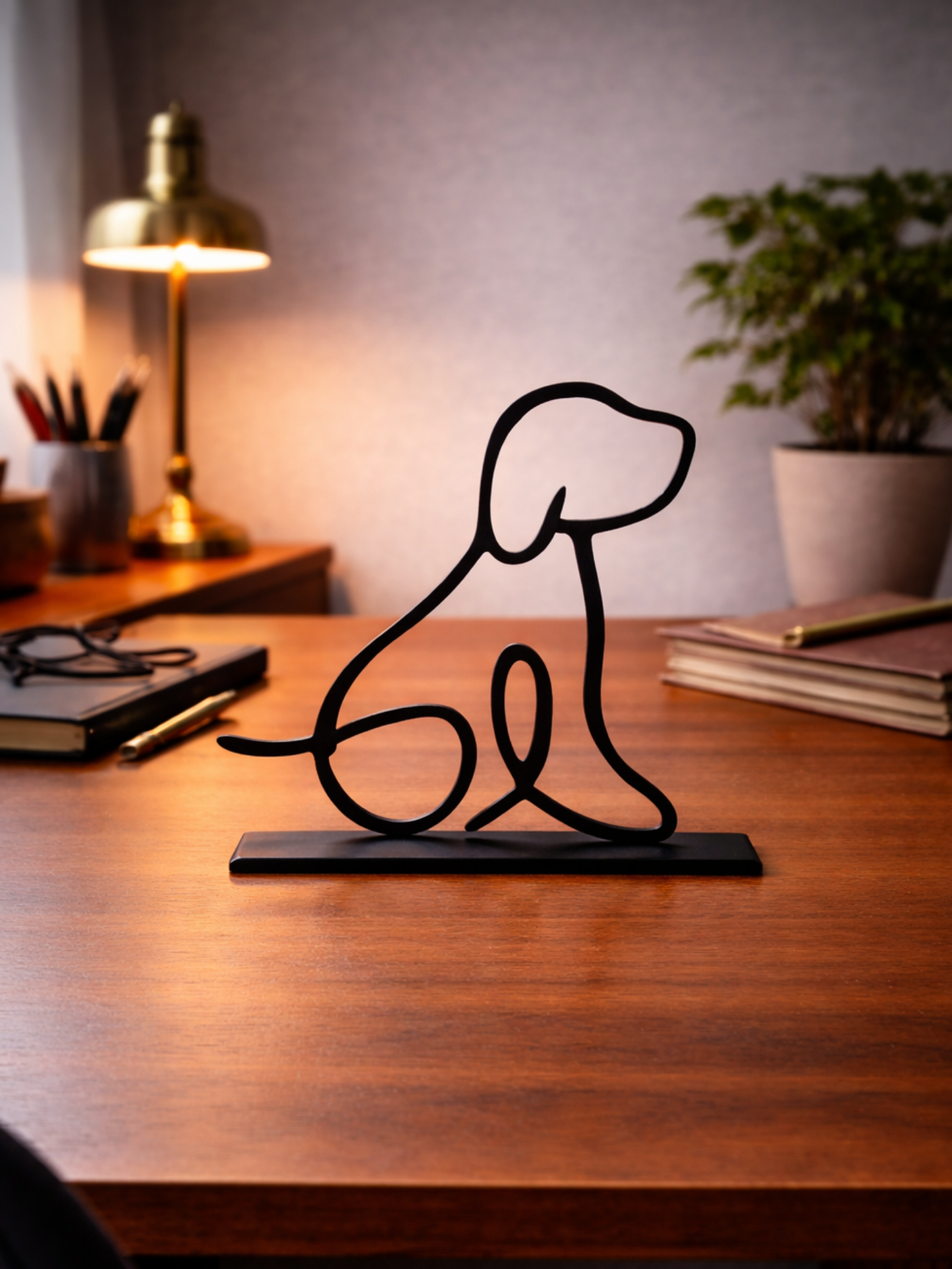 “Most Loyal” Minimal Dog Sculpture Metal Art Desk Decor