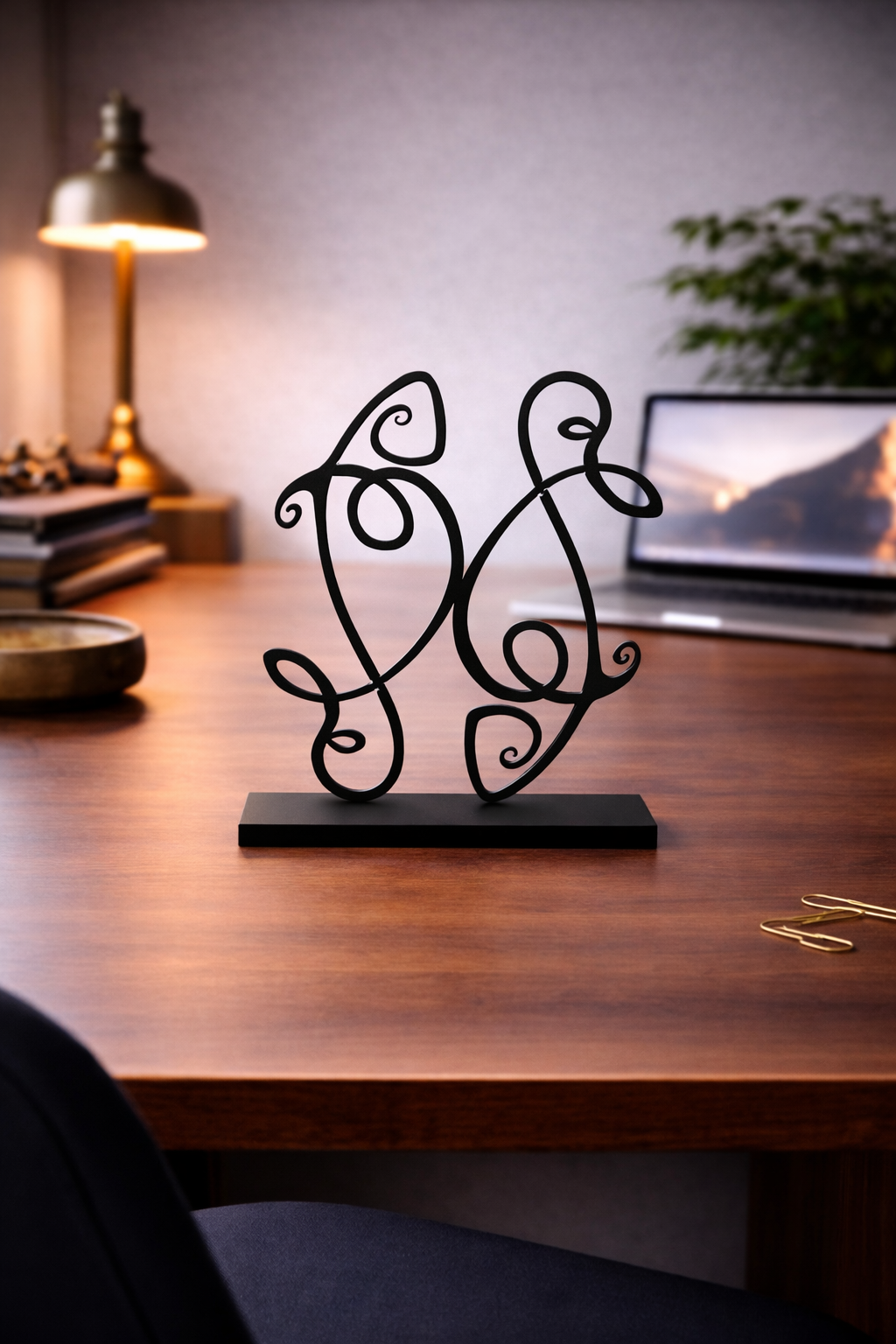 Pisces Sculpture Zodiac Metal Art Desk Decor
