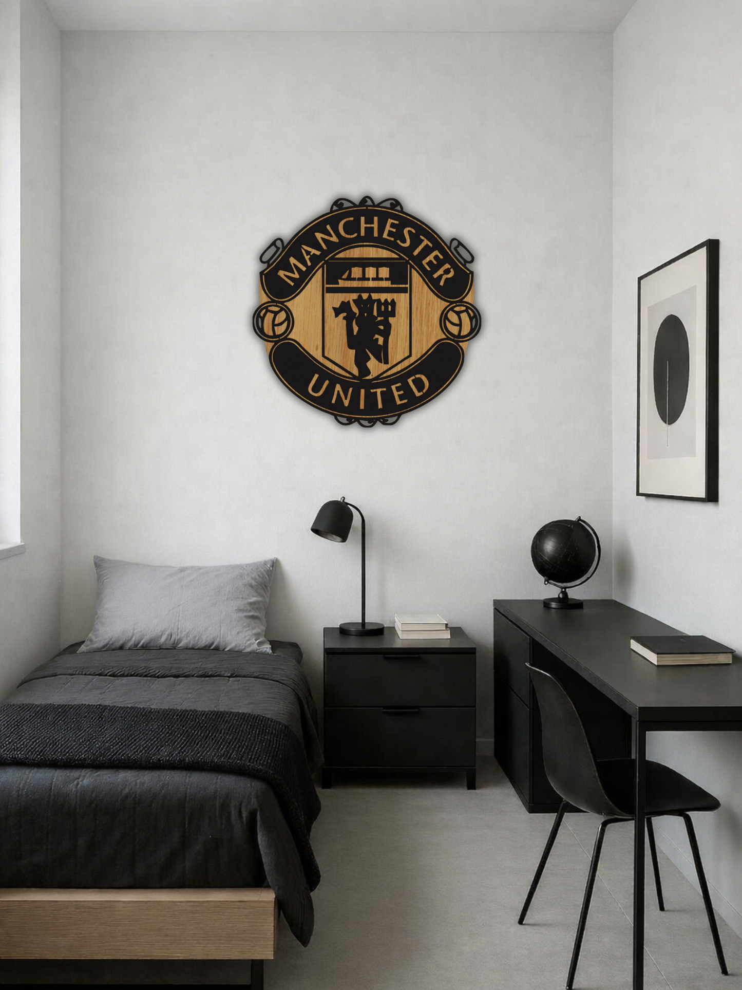 Manchester United Football Emblem Metal Wall Art Sports Style