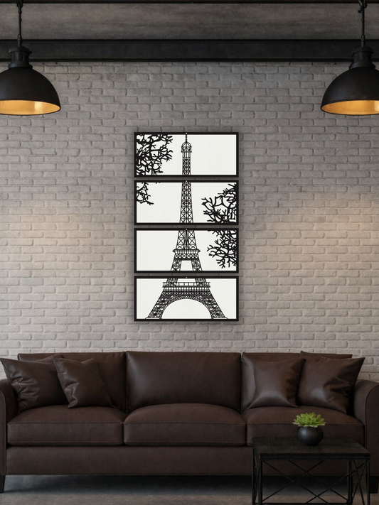 Eiffel Tower 4-Panel Metal Wall Art Paris Decor