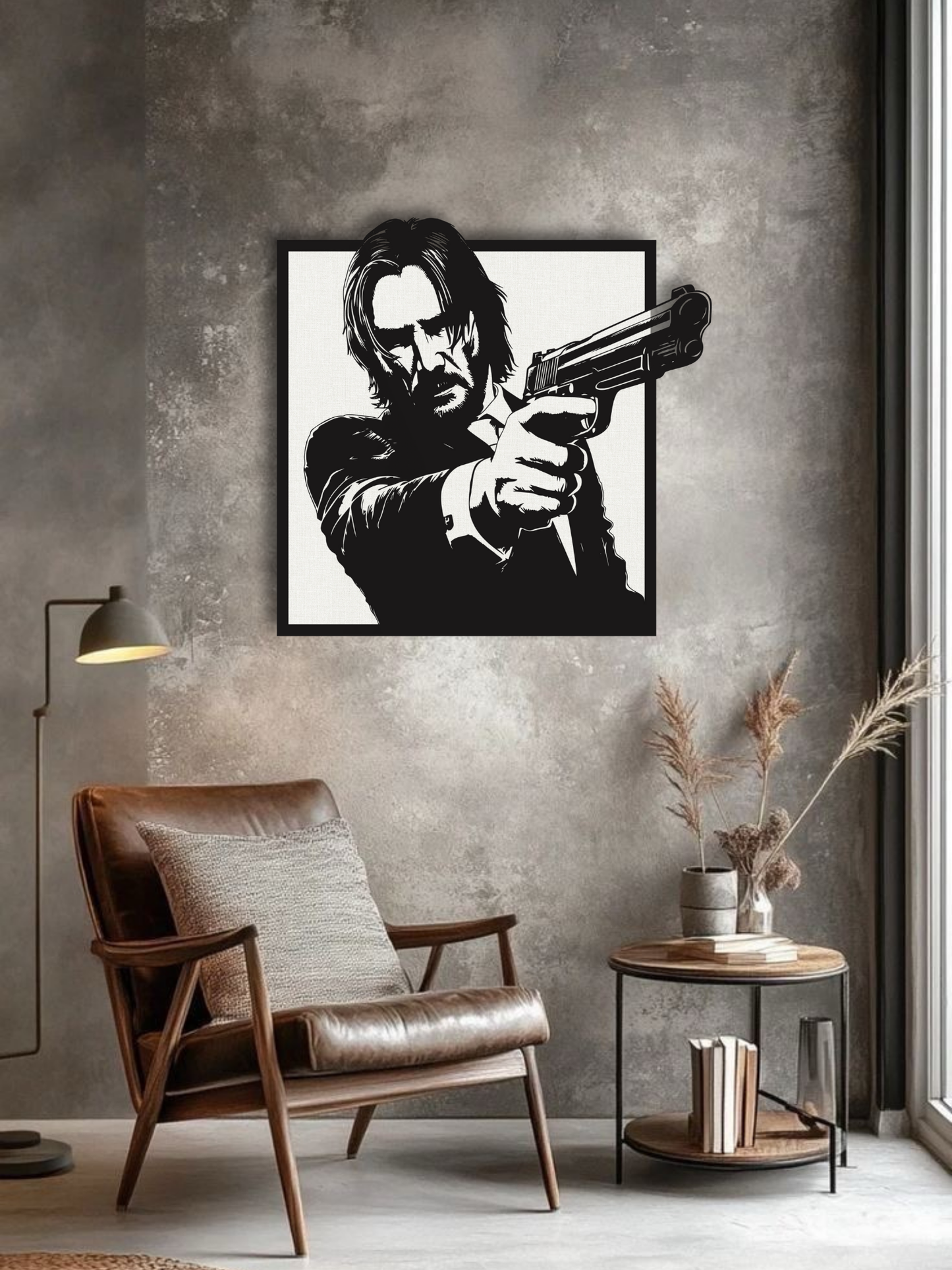John Wick Silhouette Metal Wall Art