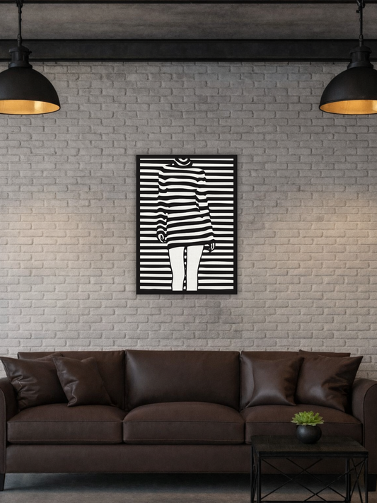 “Striped Illusion” Abstract Female Wall Art