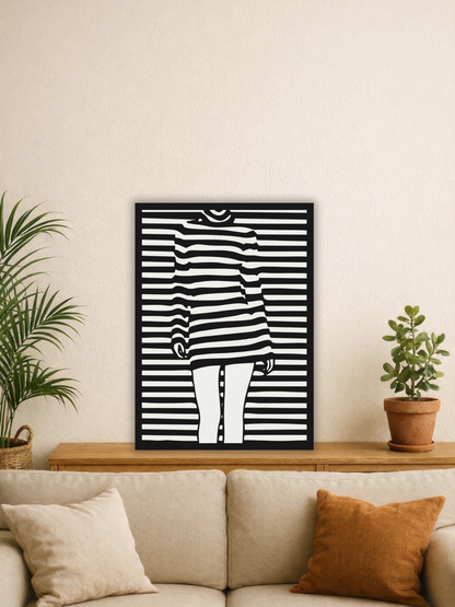 “Striped Illusion” Abstract Female Wall Art