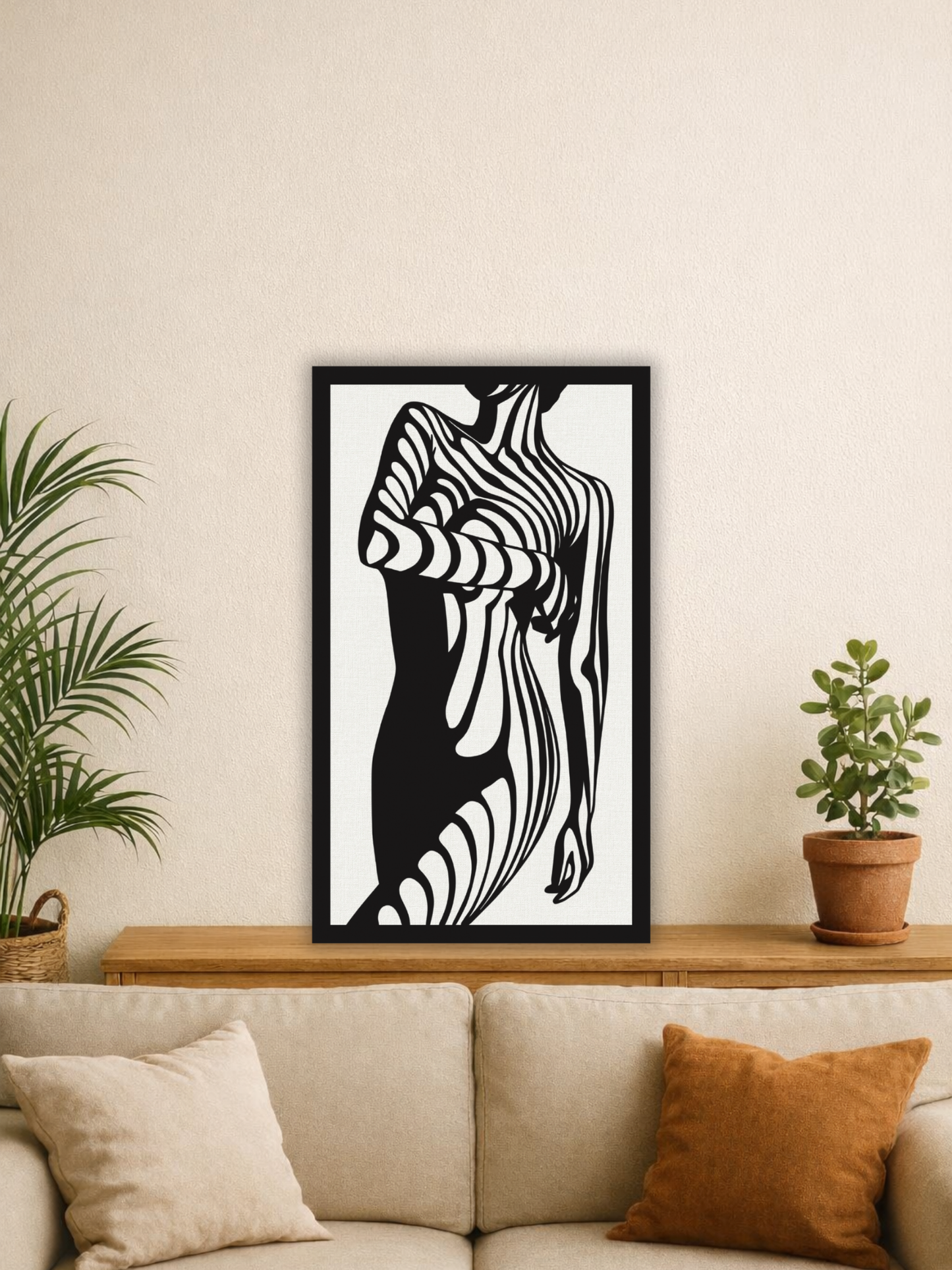 “Striped Desire” Abstract Female Wall Art