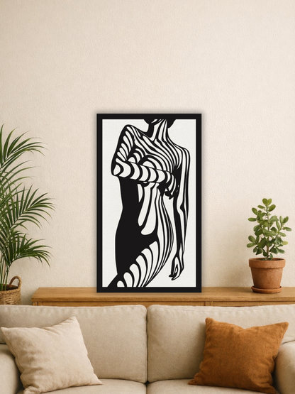 “Striped Desire” Abstract Female Wall Art