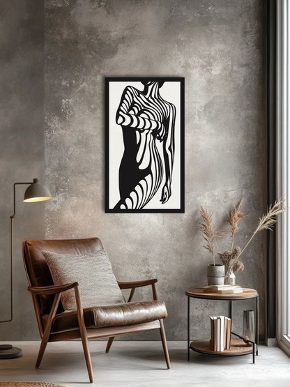 “Striped Desire” Abstract Female Wall Art