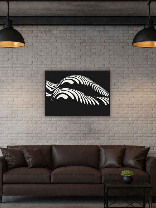“Flowing Waves” Op Art Abstract Wall Art