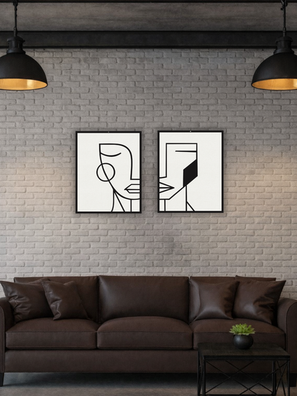 “Muted Faces” Minimal Abstract Wall Art (Set of 2)