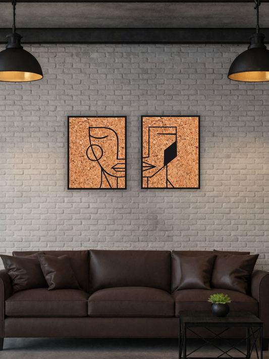 “Muted Faces” Minimal Abstract Wall Art (Set of 2)