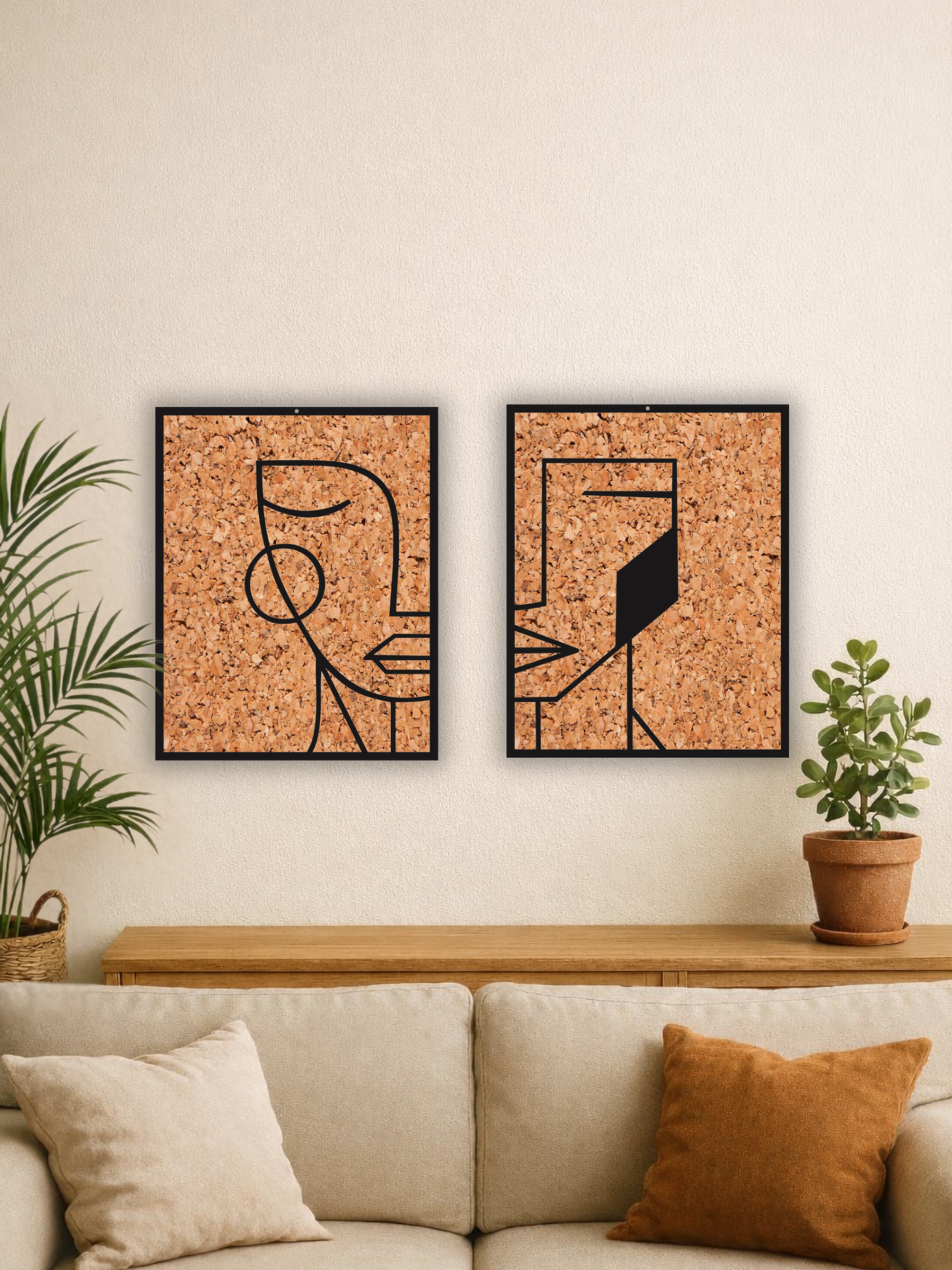 “Muted Faces” Minimal Abstract Wall Art (Set of 2)
