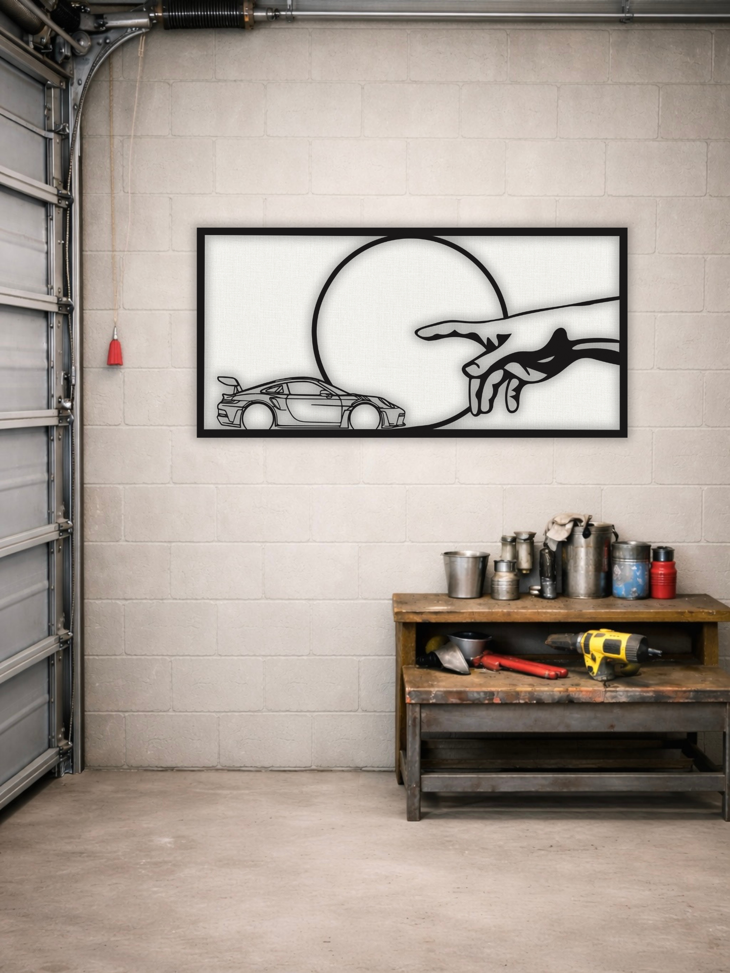 “The Creation of Porsche” Automotive Modern Garage Style Metal Wall Art