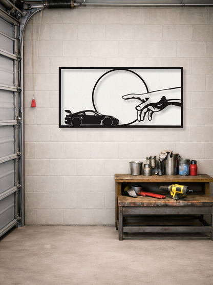 “The Creation of Porsche” Automotive Modern Garage Style Metal Wall Art
