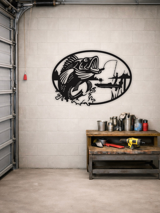 “The Big Catch” Fishing Metal Wall Art Outdoor Lifestyle Decor