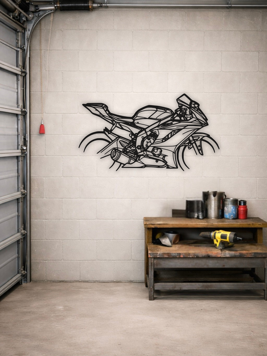 Yamaha YZF-R6 Modern Motorcycle Silhouette Metal Wall Art