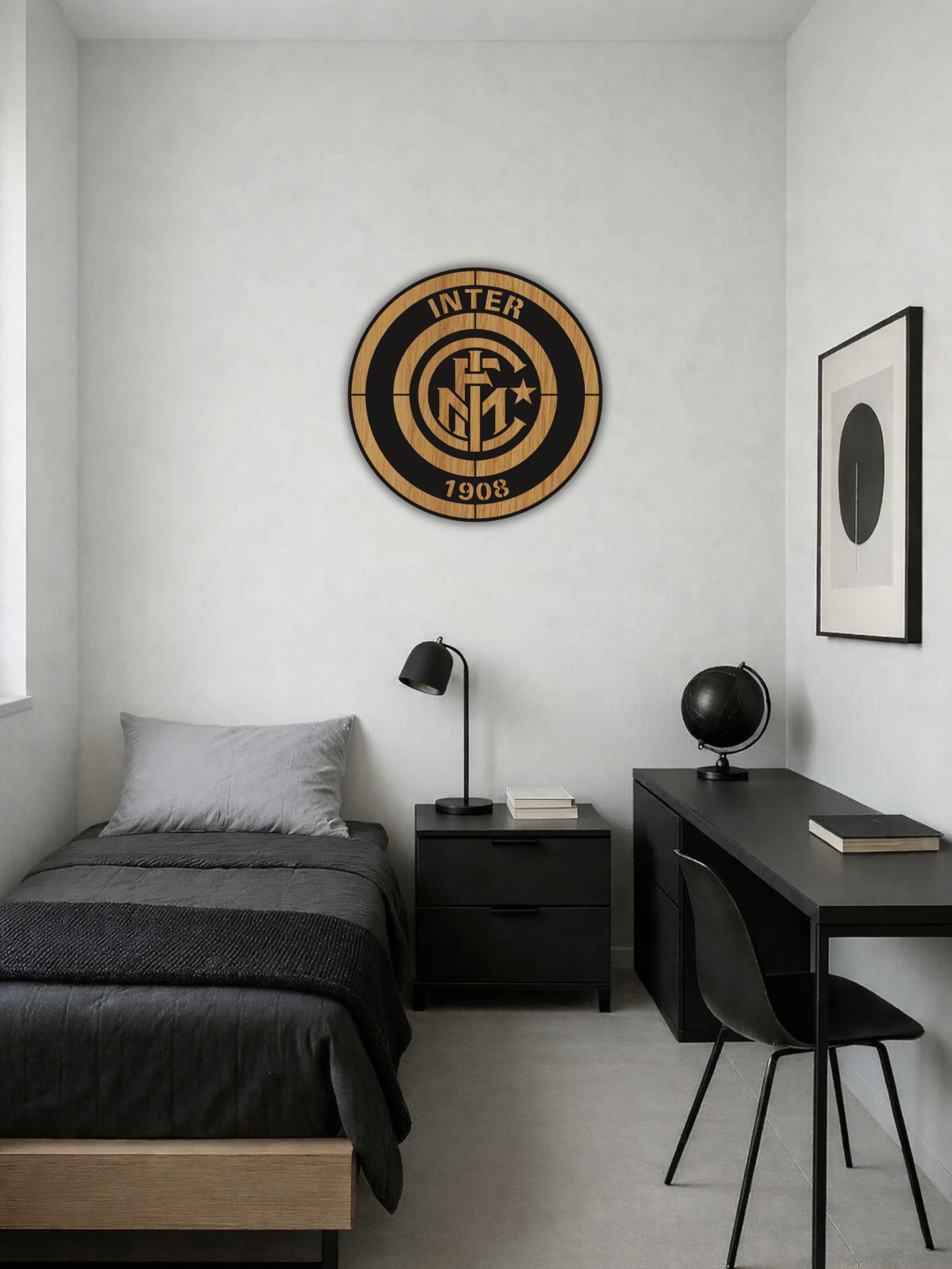 Inter Milan Football Emblem Metal Wall Art Sports Style