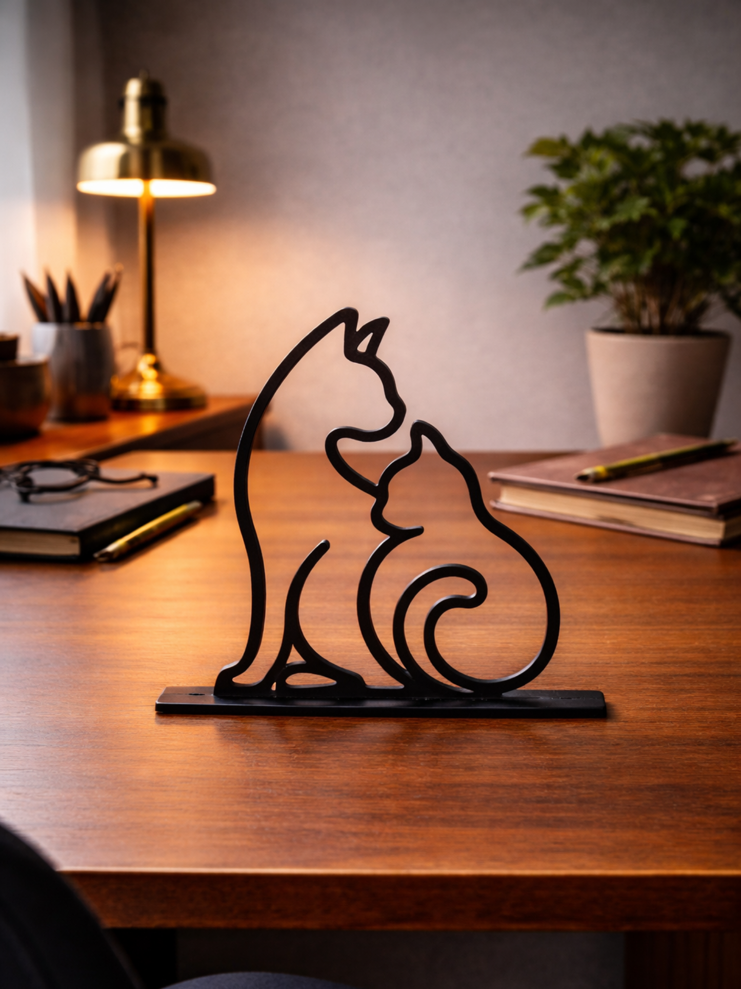 “Purrfect Love” Cats Metal Sculpture Desk Decor