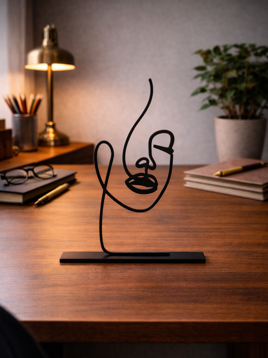“Silhoué” Minimal Abstract Face Metal Sculpture Desk Decor