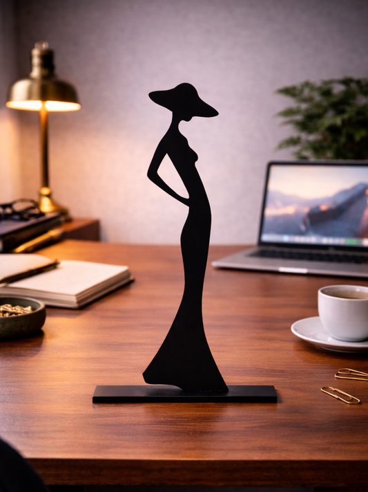 “Paris After Dark” Fashion Woman Silhouette Sculpture Metal Art Desk Decor