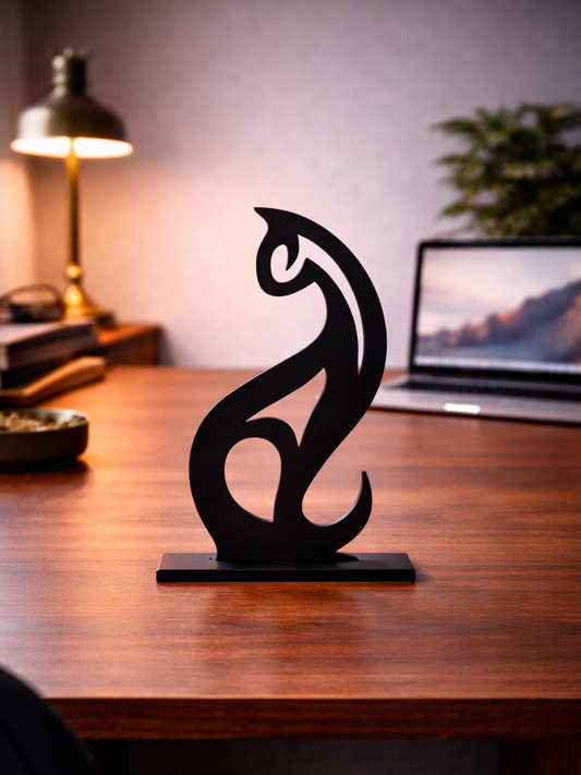 “Mystic Whisker” Cat Silhouette Sculpture Metal Art Desk Decor
