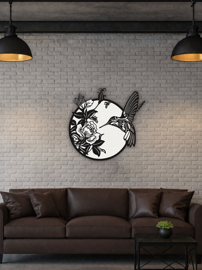 “Eternal Nectar” Hummingbird & Floral Metal Wall Art