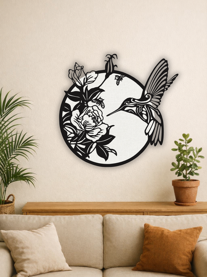 “Eternal Nectar” Hummingbird & Floral Metal Wall Art