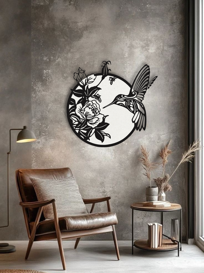 “Eternal Nectar” Hummingbird & Floral Metal Wall Art