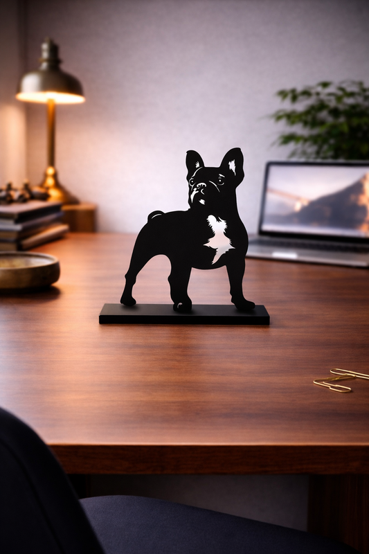 French Bulldog Sculpture Metal Art Desk Decor