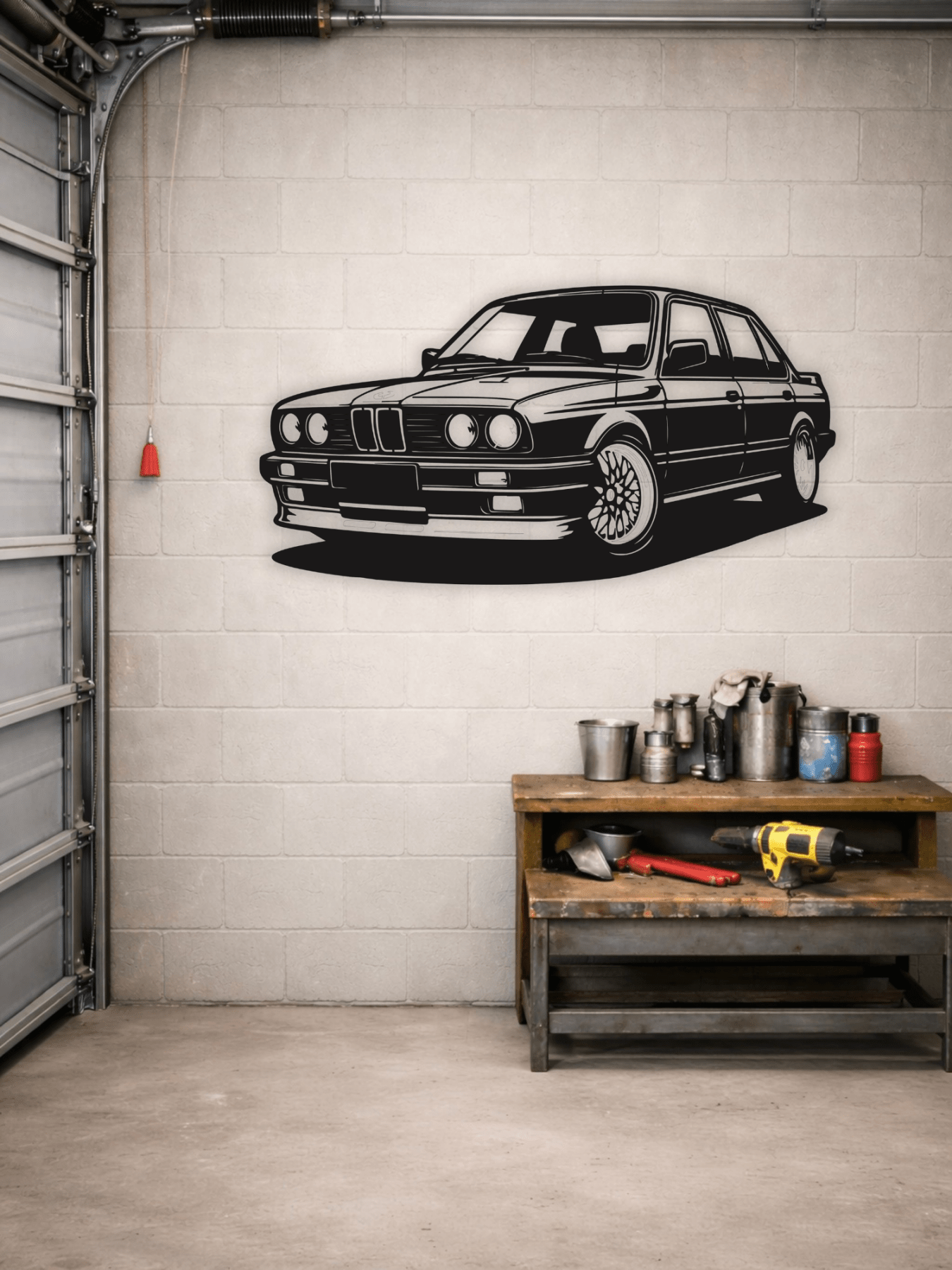 BMW E30 Силует Декоративно Пано за Стена - Deco Cut | Луксозен Метален Декор