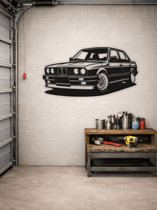 BMW E30 Силует Декоративно Пано за Стена - Deco Cut | Луксозен Метален Декор