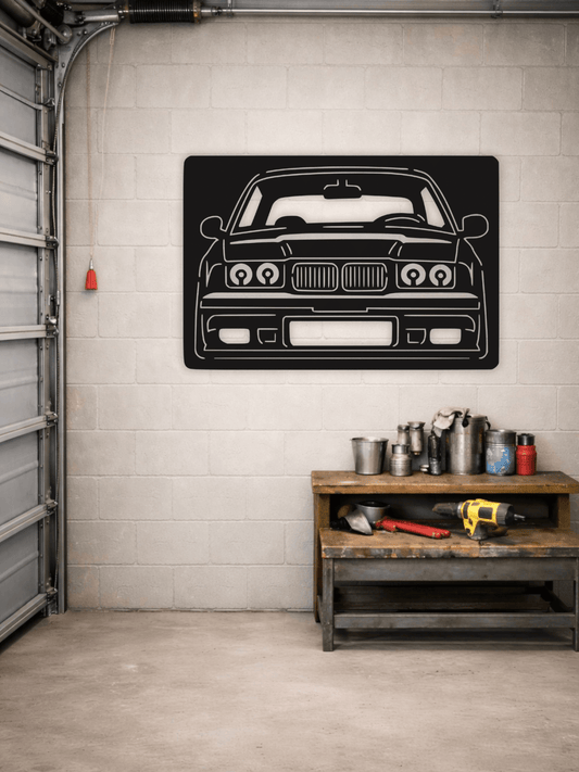 BMW E36 Силует Декоративно Пано за Стена - Deco Cut | Луксозен Метален Декор