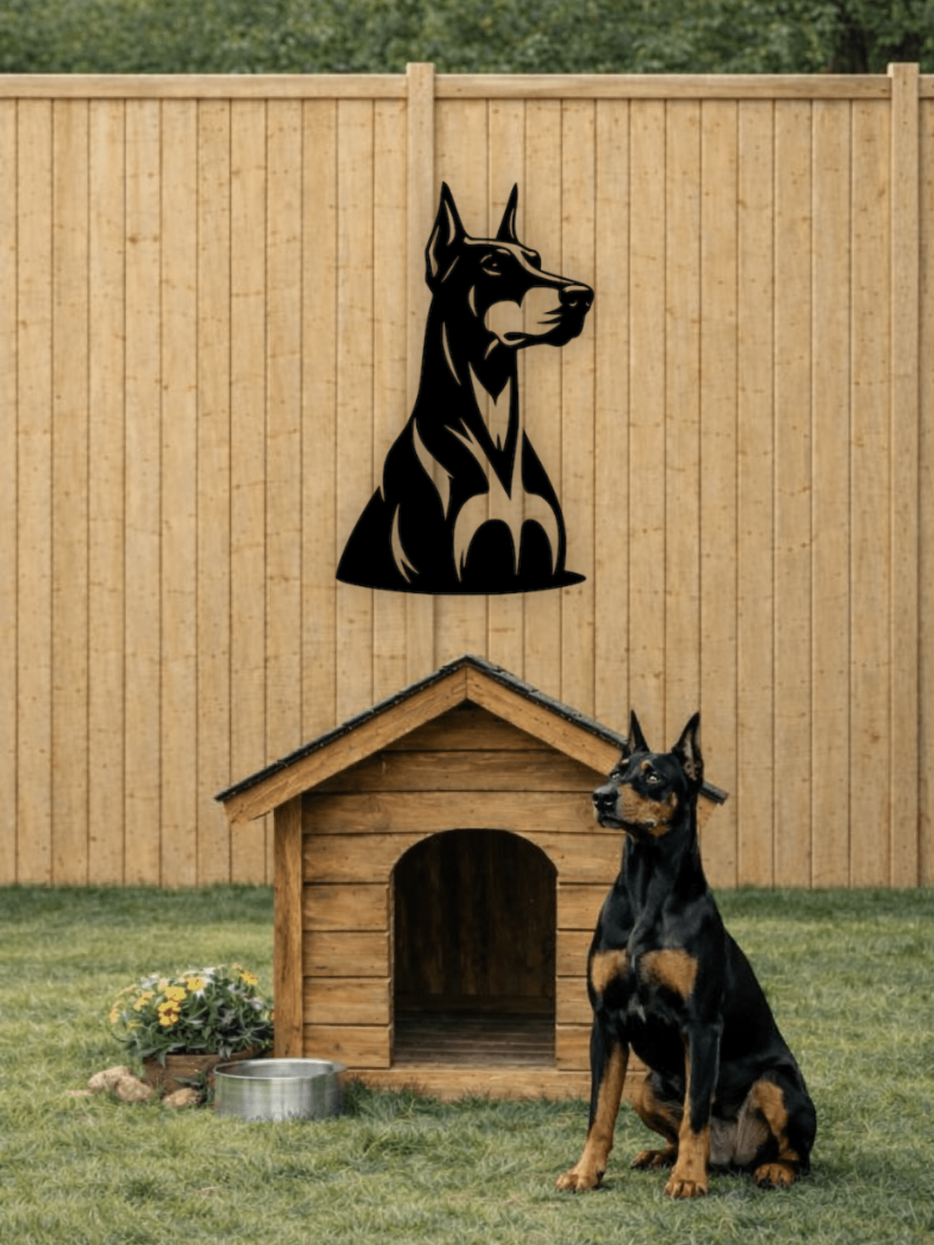 Doberman Силует Декоративно Пано - Deco Cut | Луксозен Метален Декор
