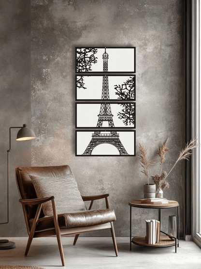 Eiffel Tower Декоративно Пано - Set of 4 - Deco Cut | Луксозен Метален Декор