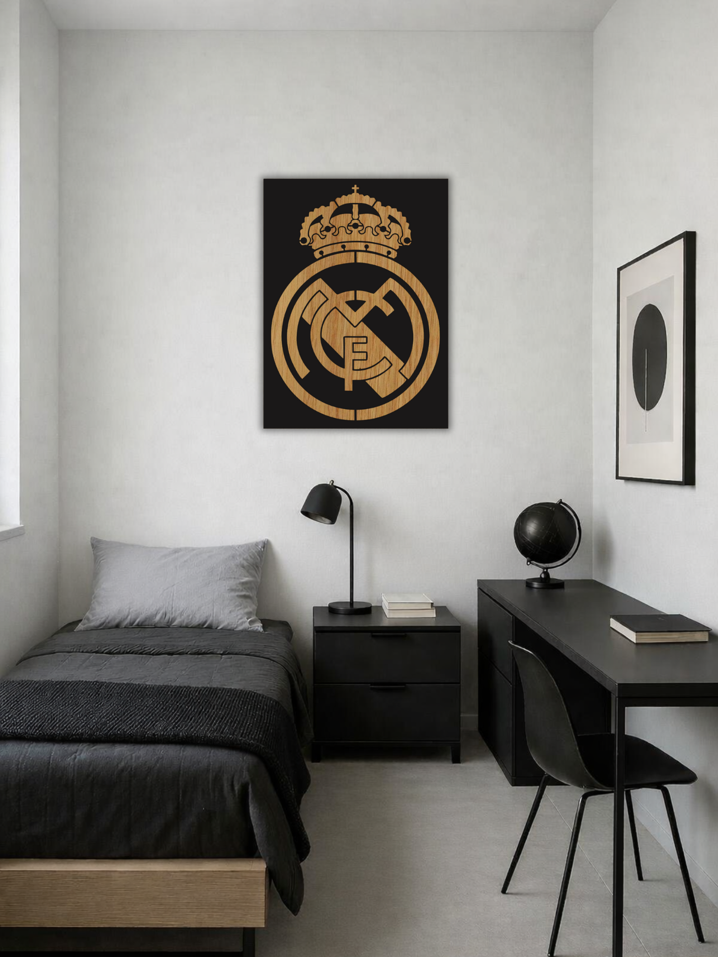Real Madrid Football Emblem Metal Wall Art Sports Style