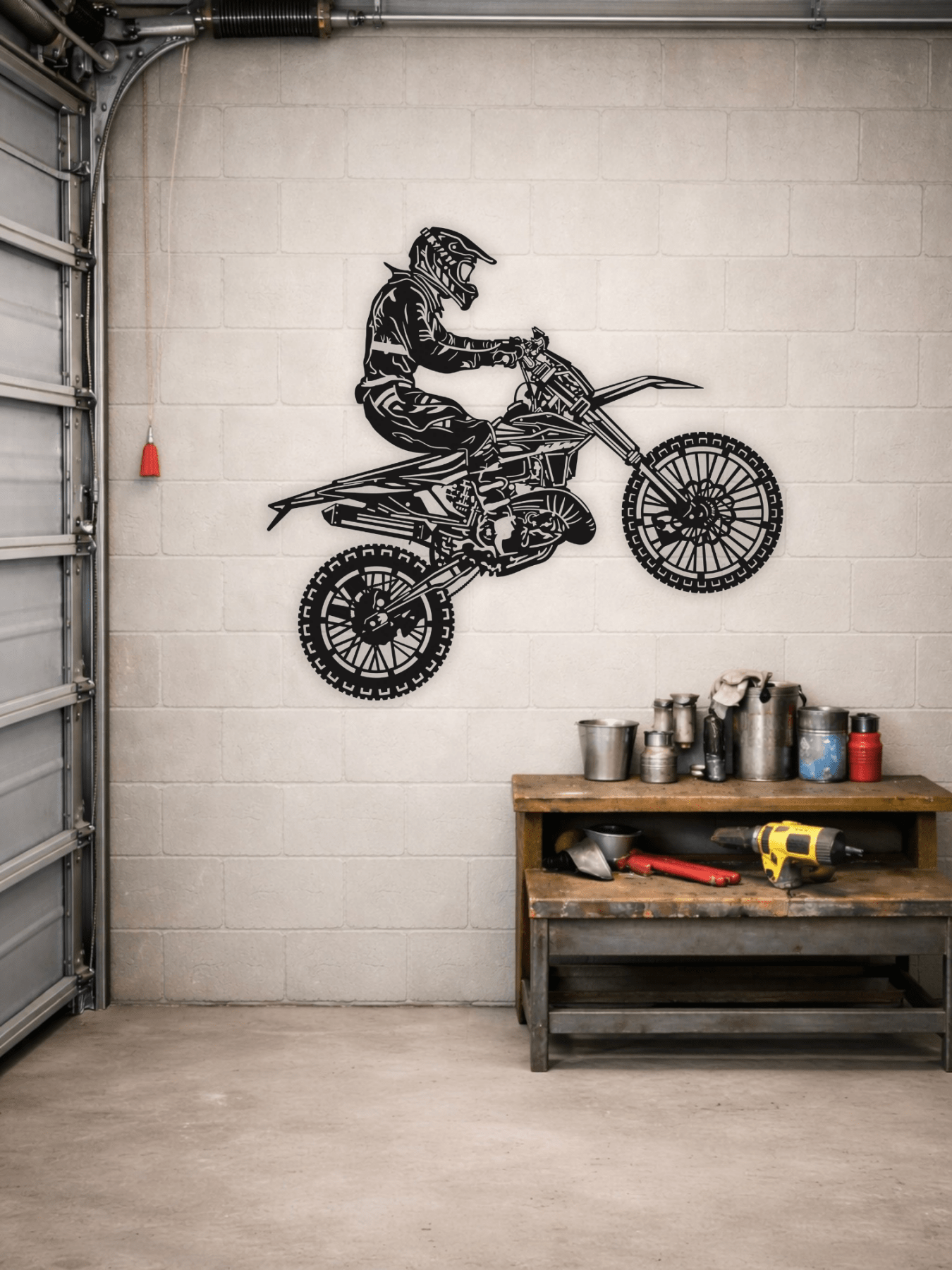 “Full Throttle” Мотокрос Декоративно Пано за Стена - Deco Cut | Луксозен Метален Декор