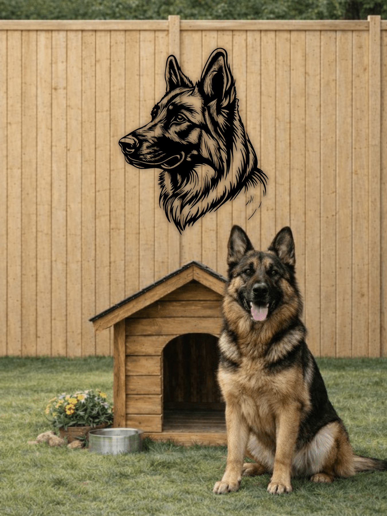 German Shepherd Силует Декоративно Пано - Deco Cut | Луксозен Метален Декор