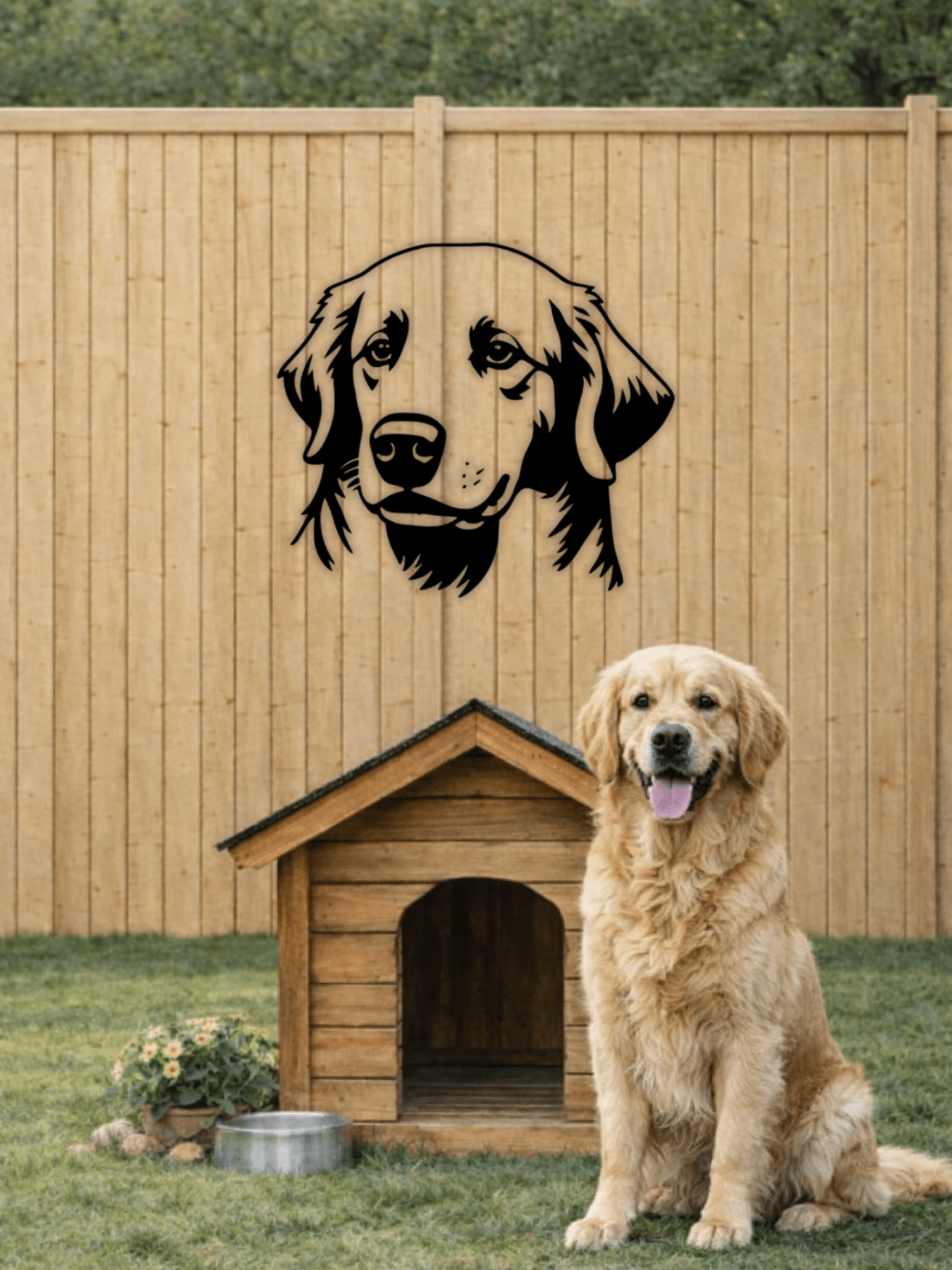 Golden Retriever Силует Декоративно Пано - Deco Cut | Луксозен Метален Декор