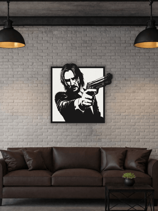 John Wick Силует Декоративно Пано за Стена - Deco Cut | Луксозен Метален Декор