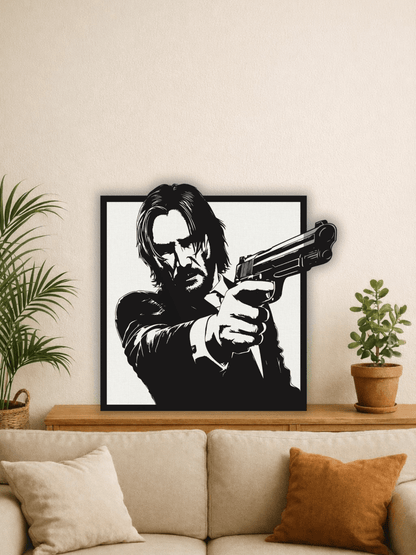 John Wick Силует Декоративно Пано за Стена - Deco Cut | Луксозен Метален Декор