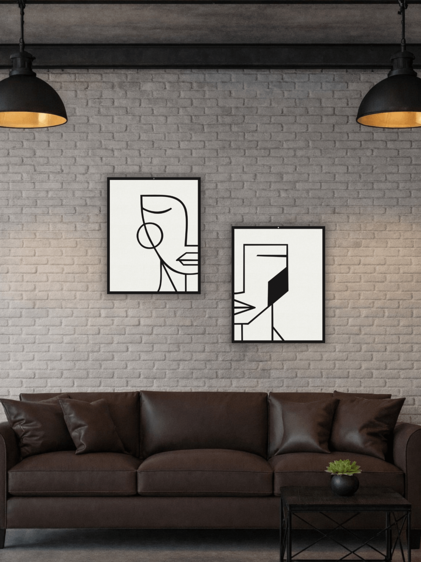 “Muted Faces” Декоративно Пано - Set of 2 - Deco Cut | Луксозен Метален Декор