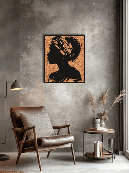 “The Profile Queen“ Афро Декоративно Пано за Стена - Deco Cut | Луксозен Метален Декор